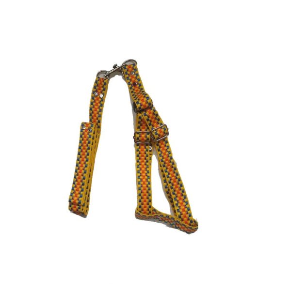 collar agedrezado para perro a,arillo