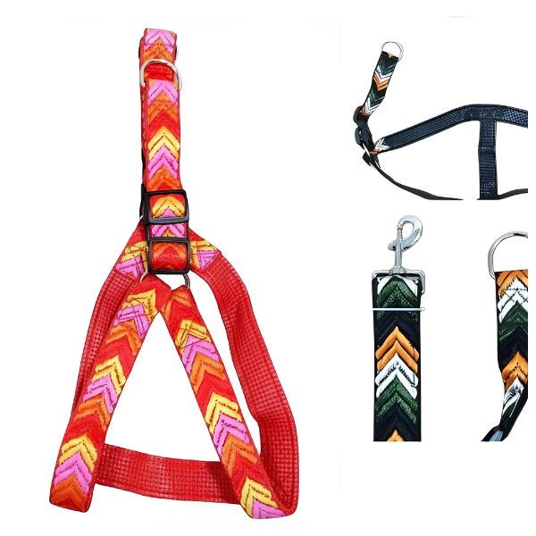 Pechera para perro extra grande reforzada King con correas ajustables y estampado de colores.