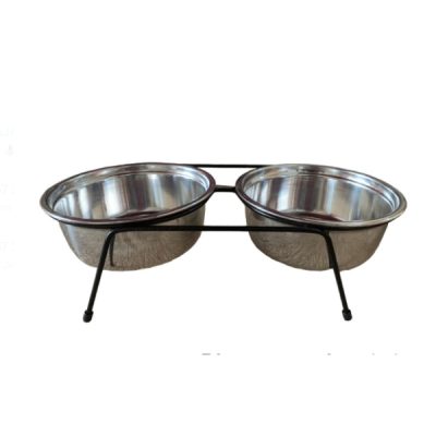 comedero para mascotas base metalica doble medio