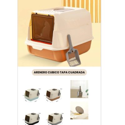Arenero cubico tapa cuadrada para gatos
